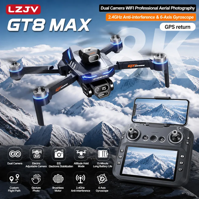 Drone Camera Lens - GT8 Max Opvouwbare Drone 8K HD